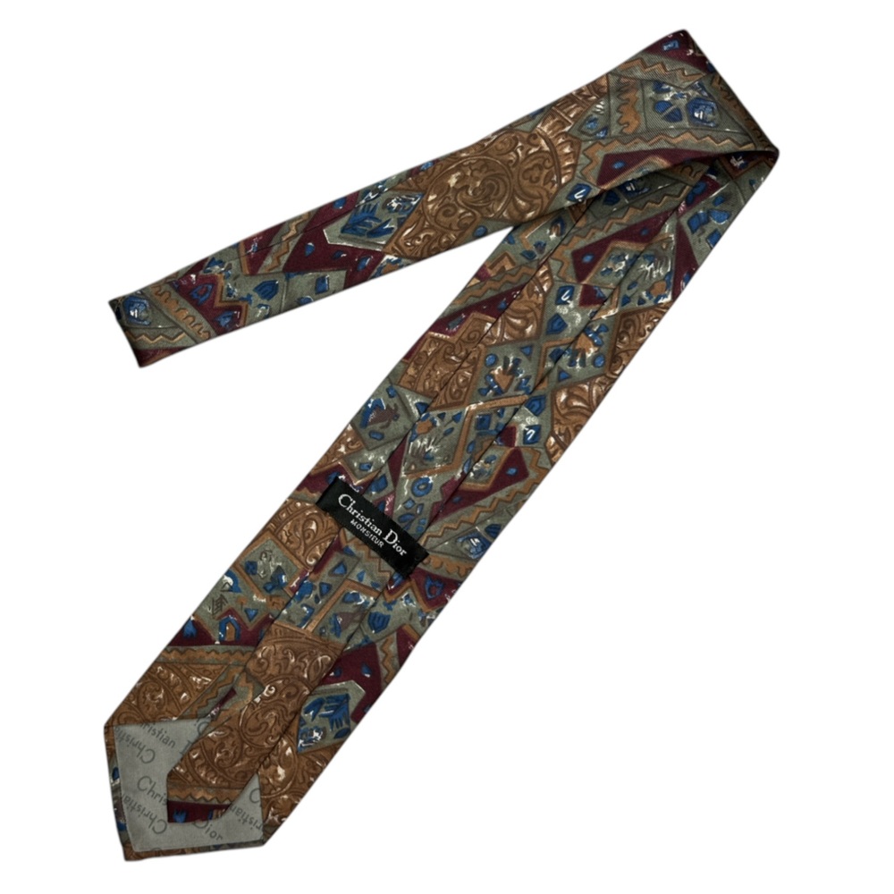 Christian Dior Monsieur 100% Silk Multi Colored Patterned Tie
